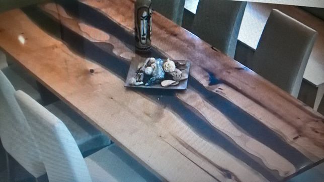 Stół,ława,stolik kawowy,blat kuchenny,parapet,lampy-żywica i drewno