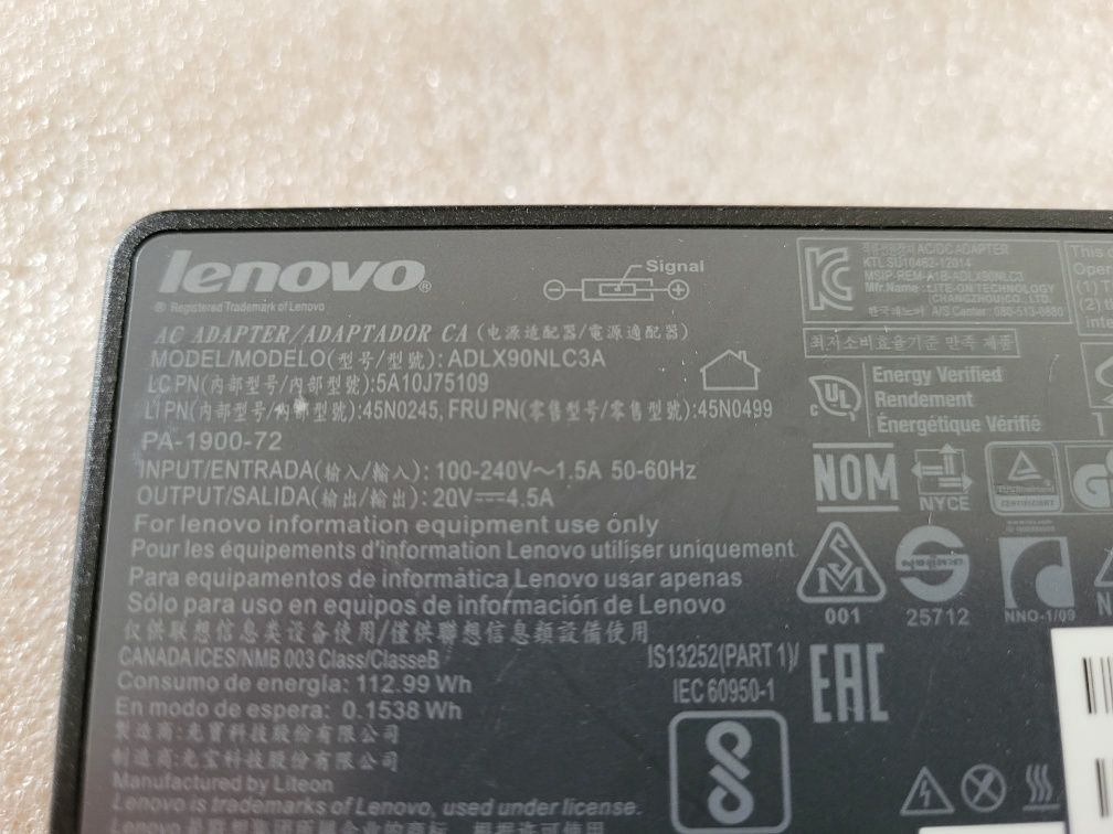 Блок питания, зарядка Lenovo Thinkpad 20V 4.5A 90W USB+pin ОРИГИНАЛ !