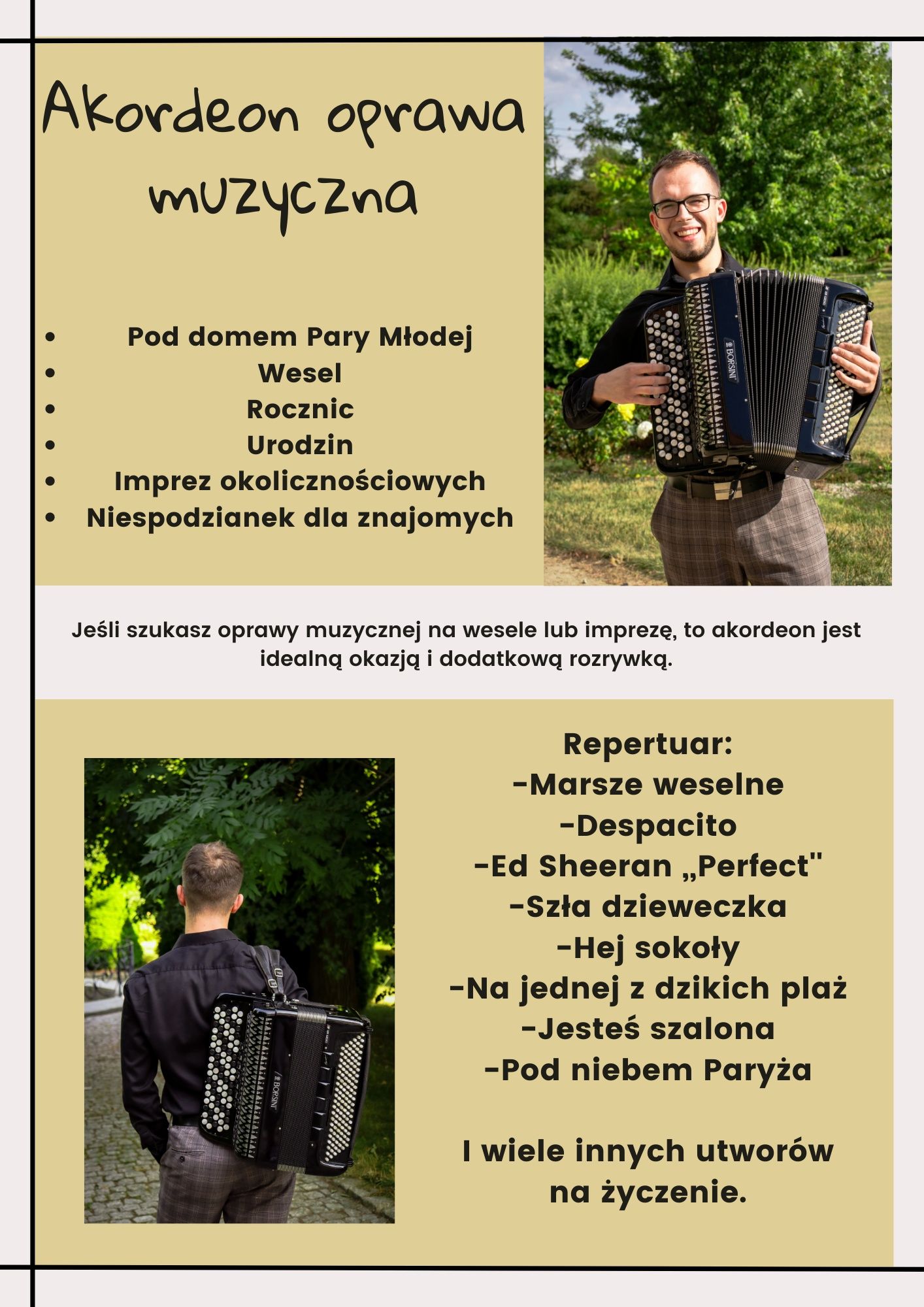 Akordeonista na imprezę / wesele / biesiadę / urodziny