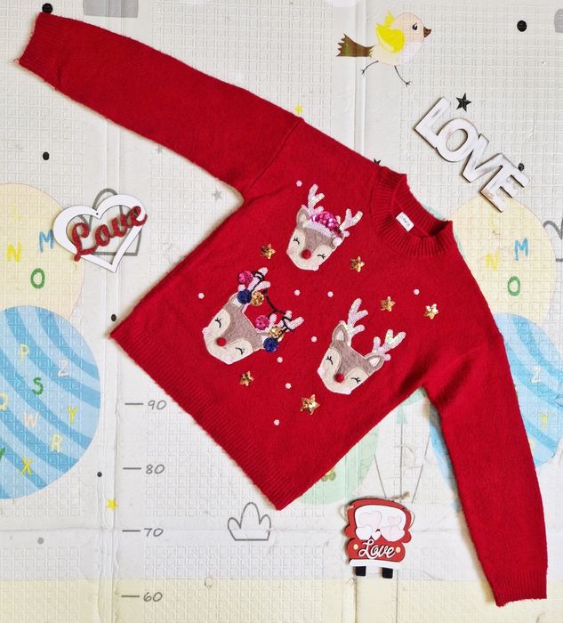 Новорічний Різдвяний светр Fred&Flo дівчинка 10-11 р світшот батнік