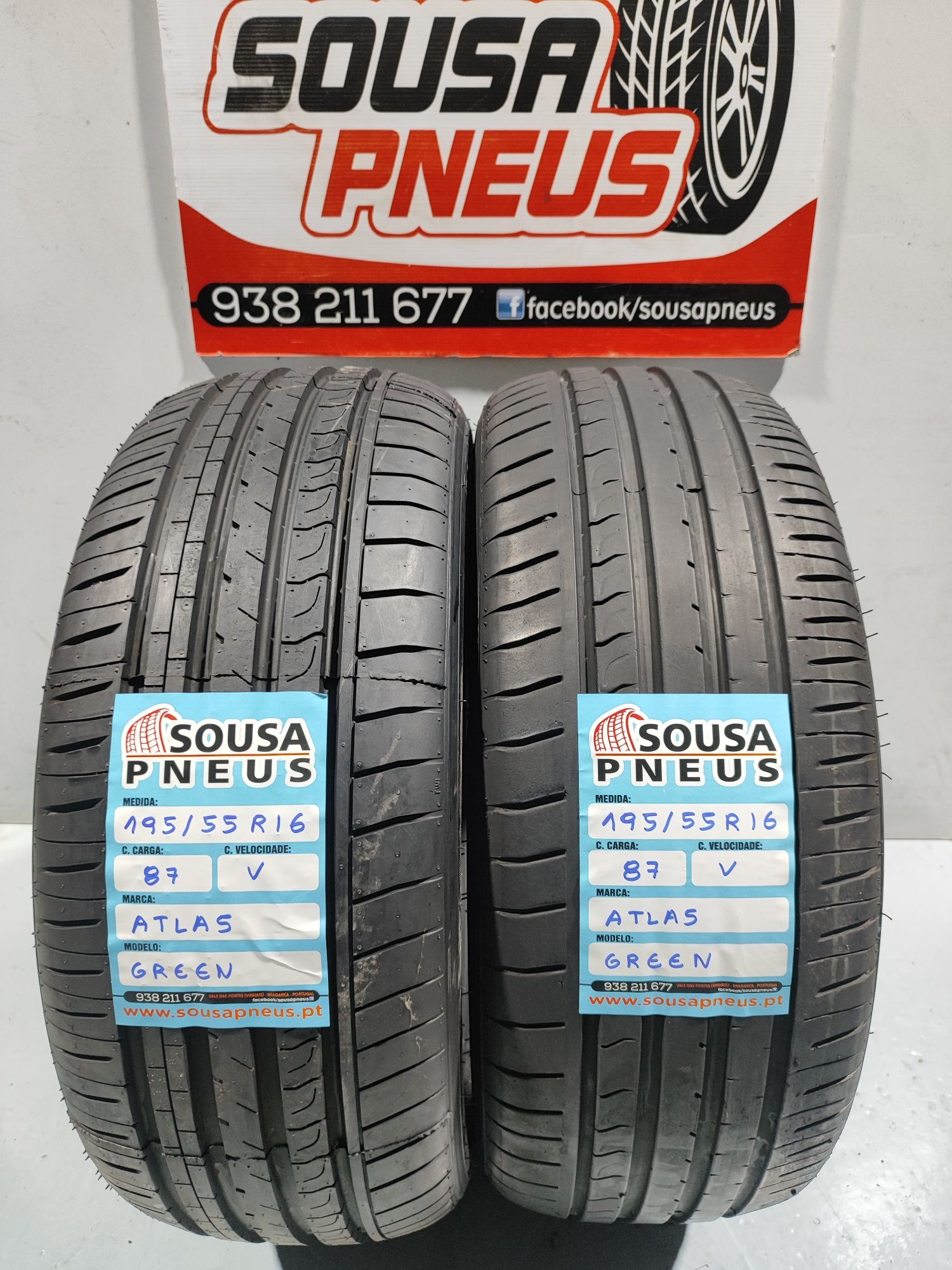 2 pneus semi novos 195-55R16 Atlas - Oferta dos portes