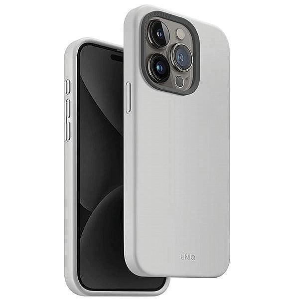 Etui Uniq Lino Hue Magclick Charging do iPhone 15 Pro - jasnoszare