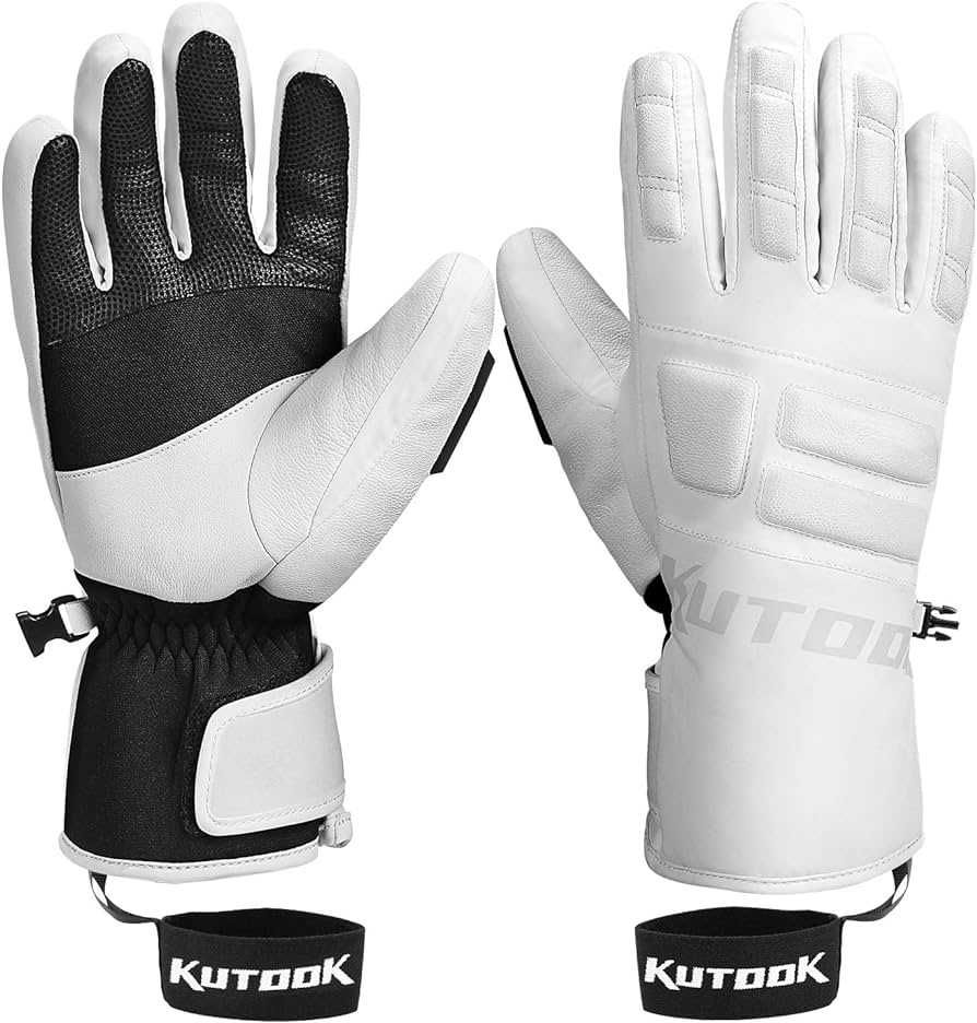 Rękawice zimowe dla mężczyzn wodoodporne Kutook - białe r.XL