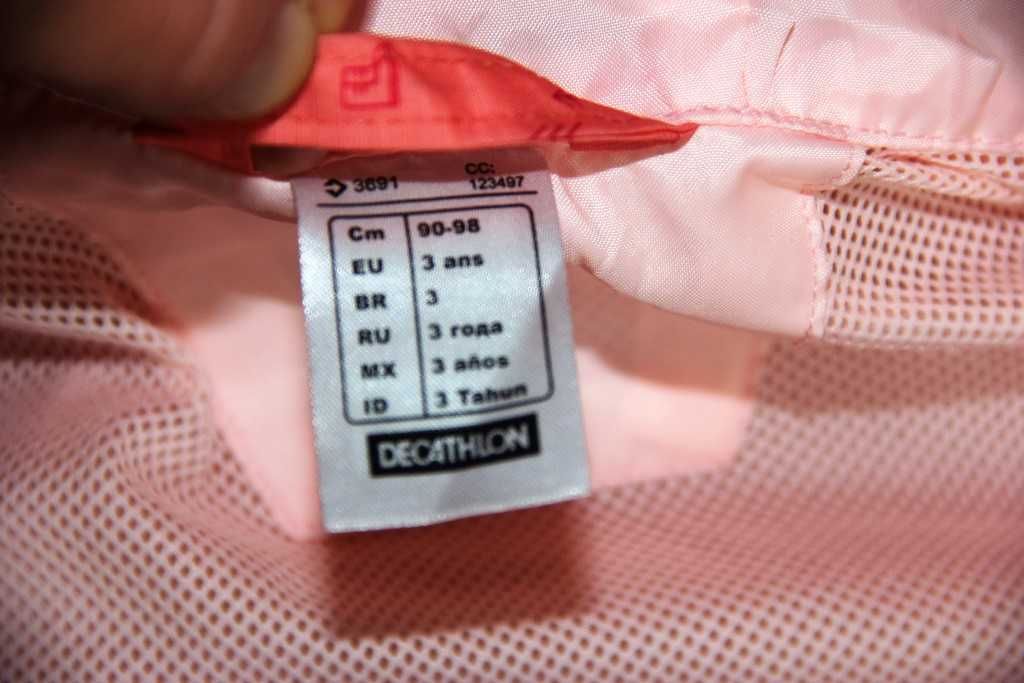 Kurtka przeciwdeszczowa dla dziewczynki Decathlon 90-98