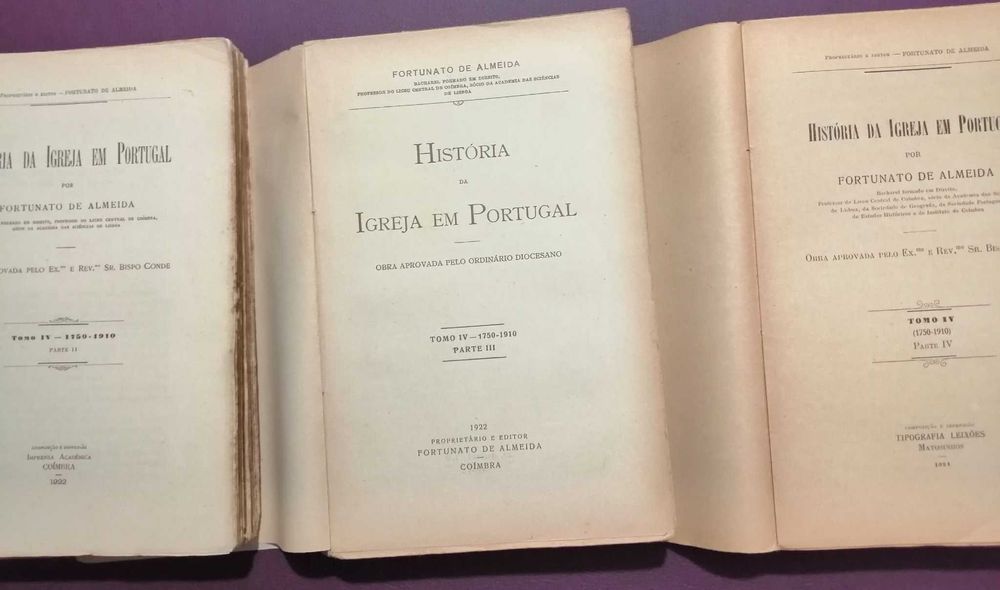 História da Igreja em Portugal de Fortunato de Almeida 1ª EDIÇÃO