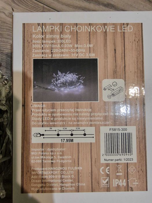 Lampki choinkowe 300led zimny biały 18m zewnętrzne wewnętrzne
