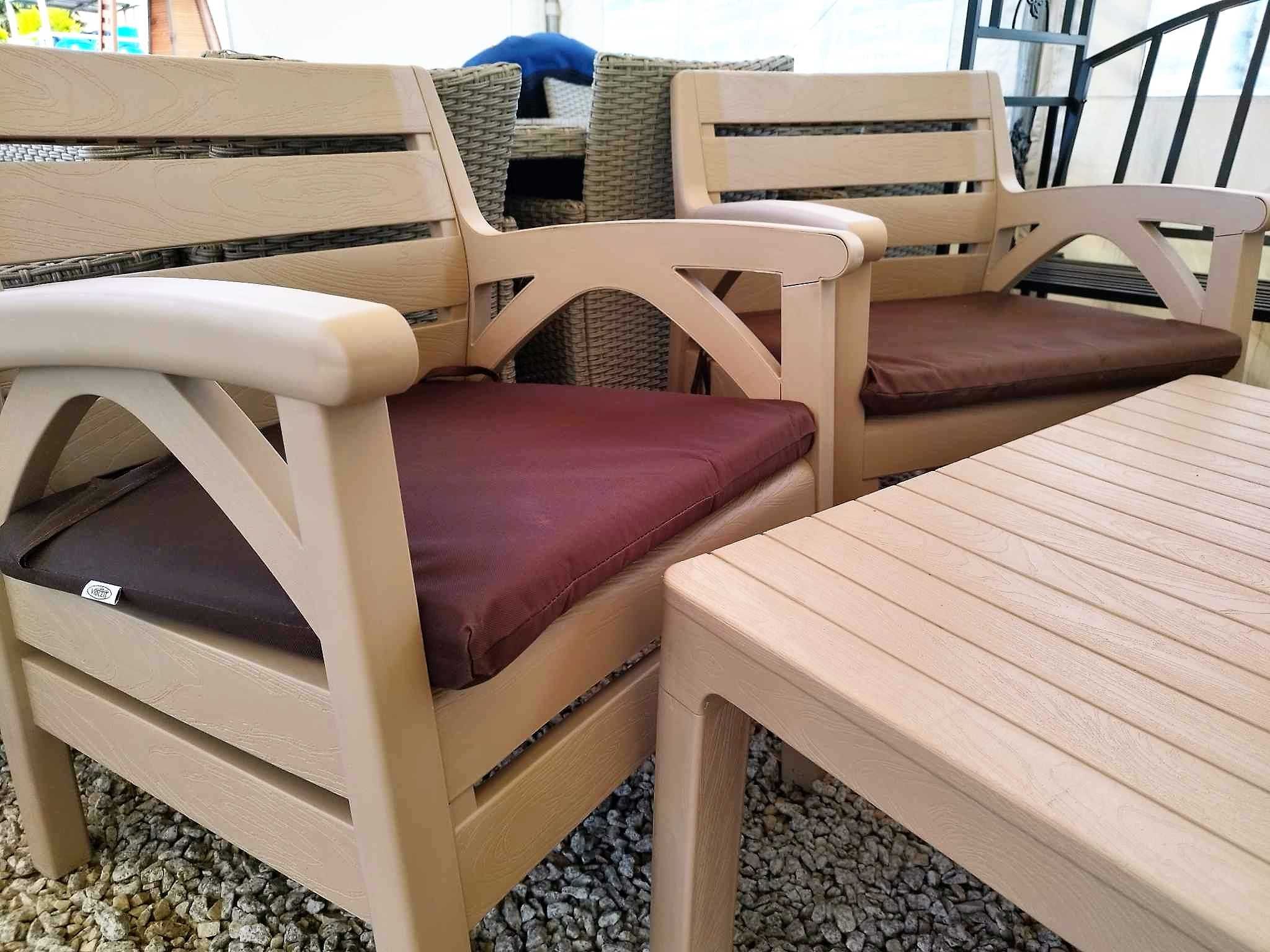 Zestaw mebli ogrodowych sofa + 2 fotele + stół meble ogrodowe tarasowe