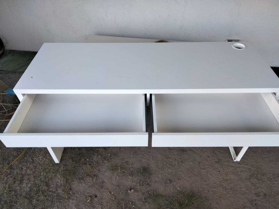 IKEA Micke biurko dwuosobowe, białe z szufladami