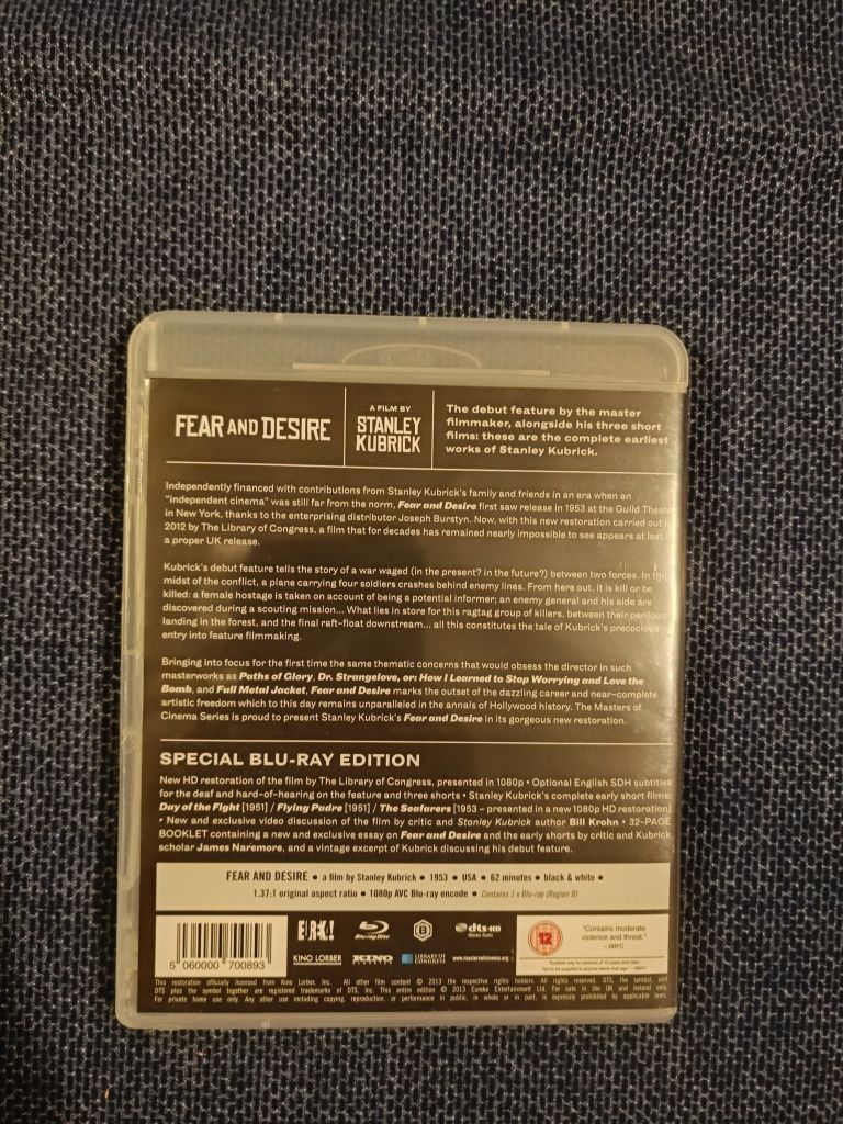 Blu Ray do filme "Fear and Desire", Stanley Kubrick - Eureka (OOP)