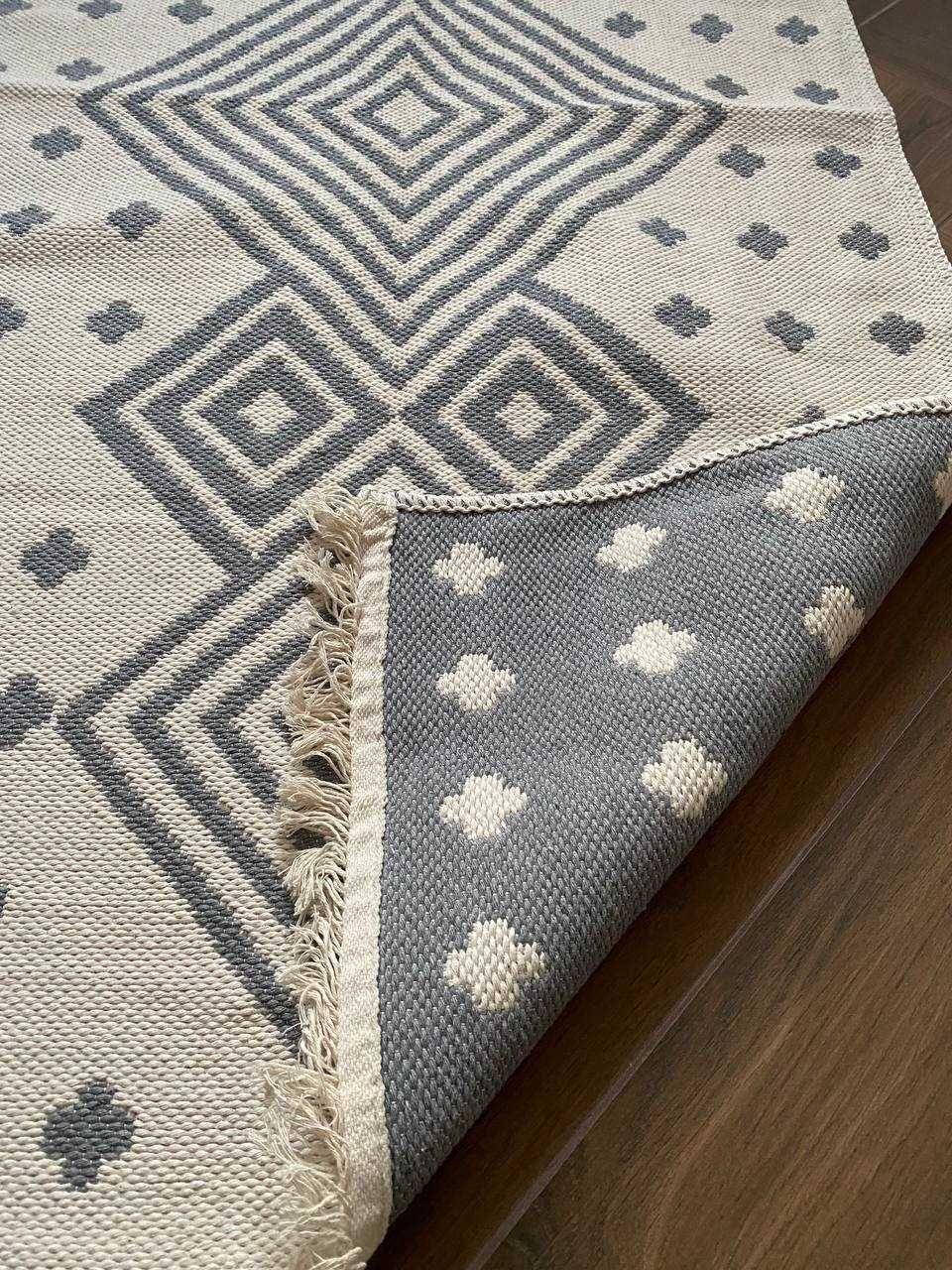 Щільний якісний сірий турецький килим, двосторонній і безворсовий