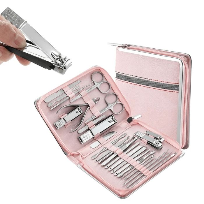 Zestaw do manicure pedicure profesjonalny 26 narzędzi ze stali 24h