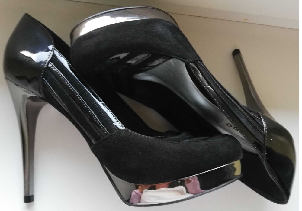 eleganckie szpilki platformy 37,5 / 38 wkładka 24 czółenka wieczorowe