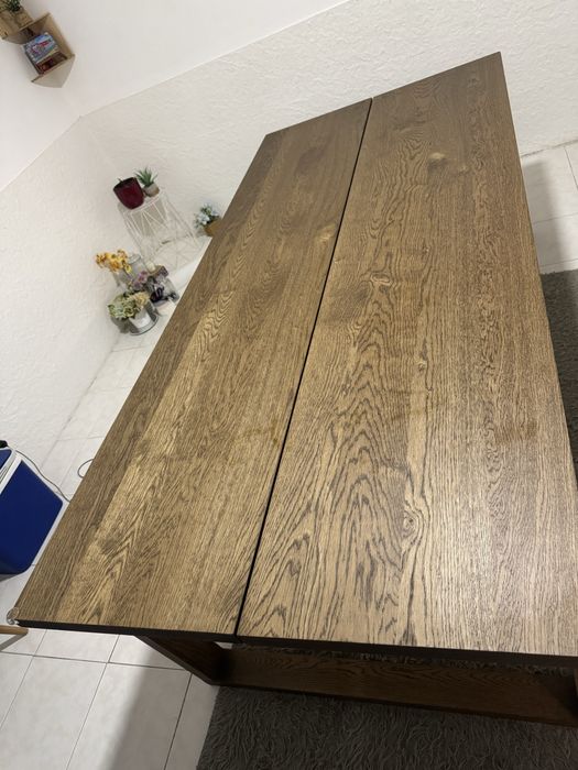 Mesa, chapa de carvalho velatura castanha