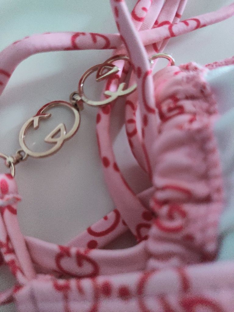 Gucci bikini kostium kąpielowy GG róż granat