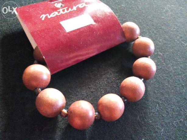 Natura original pulseira bracelete bijuteria contas de madeira - NOVO