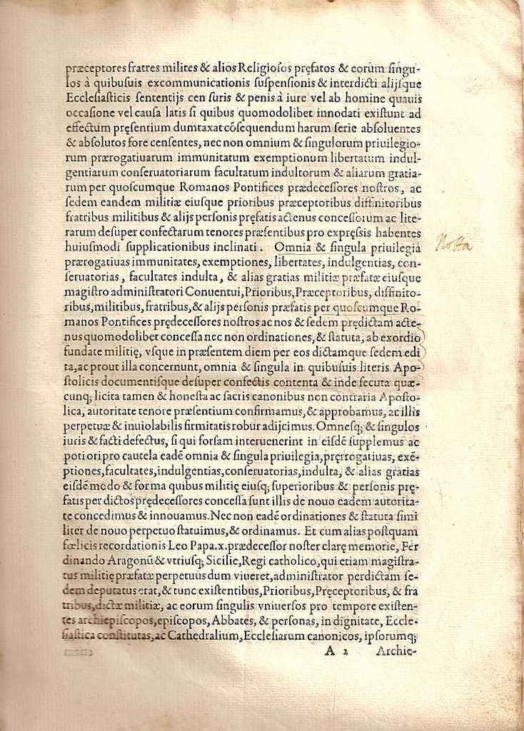 RARA Bula Papal Impressa de 1584