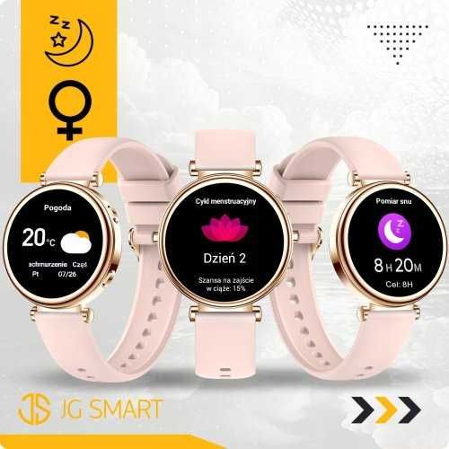 Smartwatch Damski  JGR-109 złoty Polskie Menu 1 silikonowa + 1 stalowa