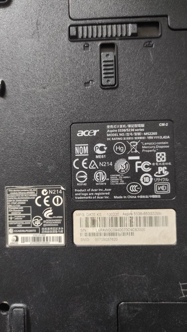 Ноутбук acer aspire 5536-653G32Mn на запчастини