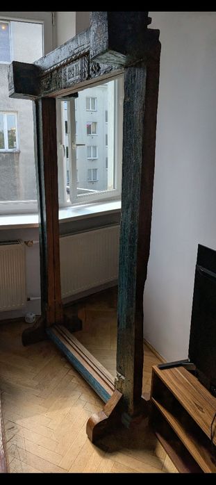 Duże lustro w drewnianej ramie 230x120 cm – unikatowy styl, ręcznie rz