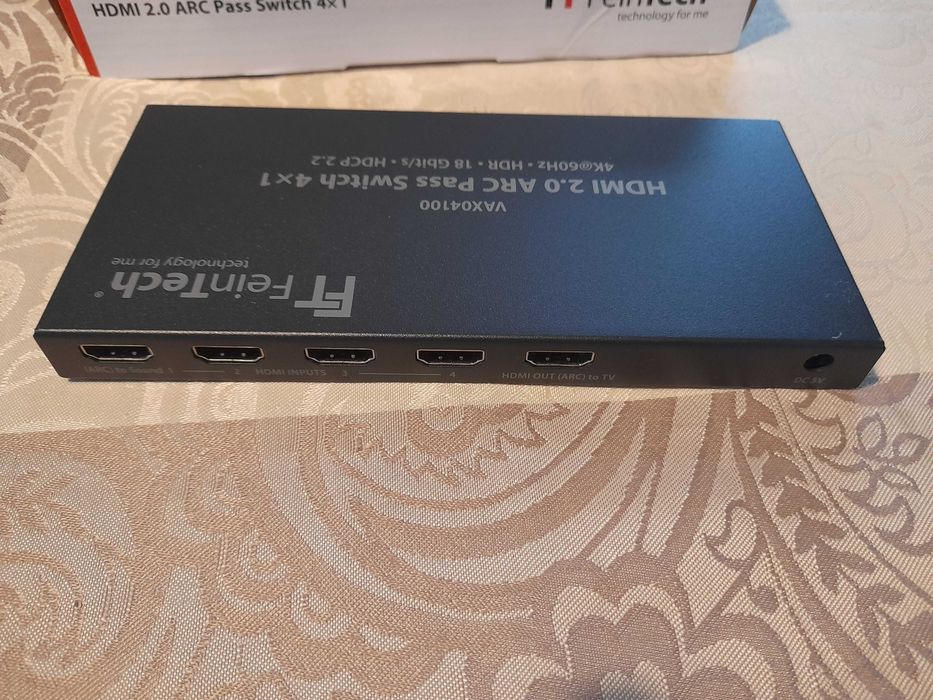 FeinTech VAX04100 Przełącznik HDMI 2.0 4K HDR 18Gbit/s HDCP 2.2 Dolby