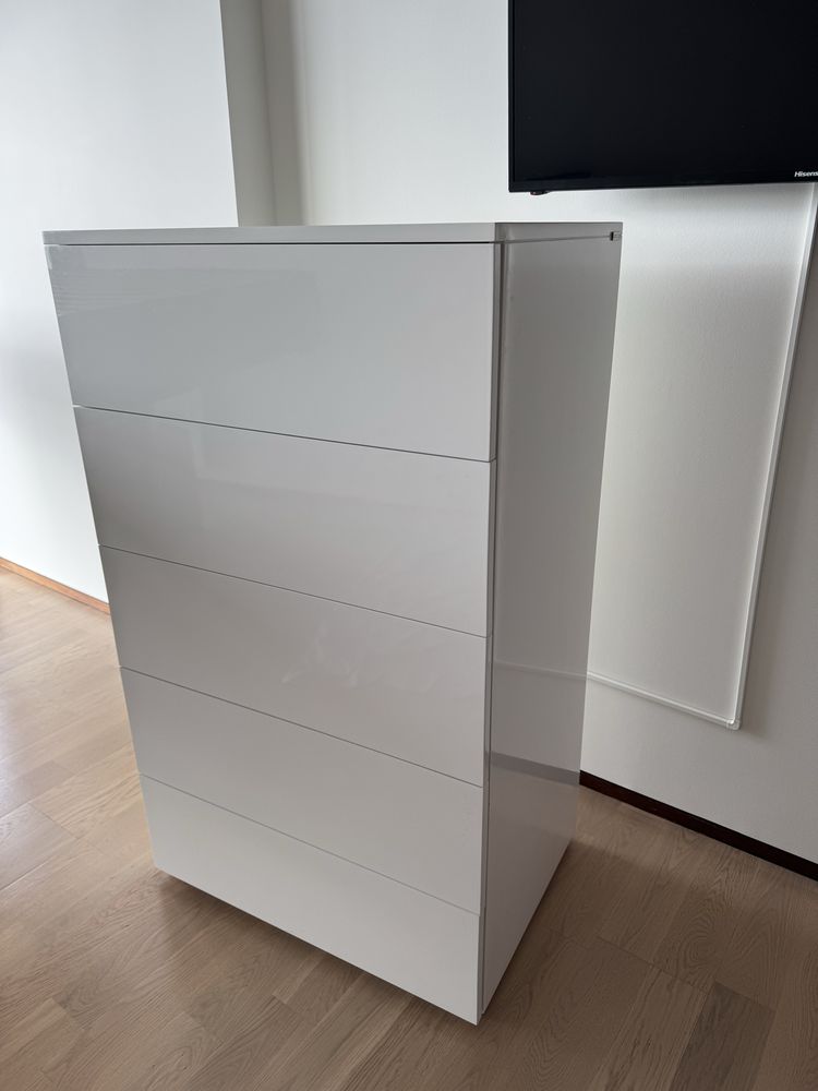 Cómoda Branca Madeira Lacada 5 gavetas Interdesign