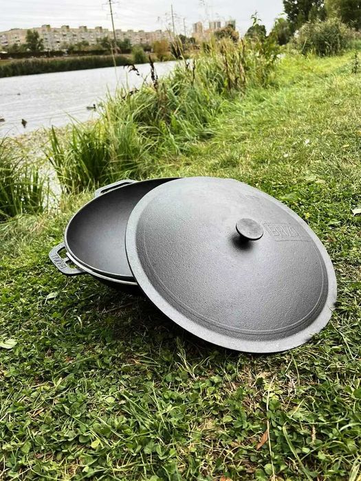 Казан Brizoll чавунний азіатський з кришкою-сковородою 4 6 8 10 12 15л