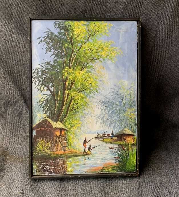 Картина рыбаки подписная