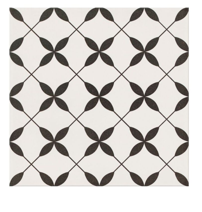 Gres szkliwiony PATCHWORK CONCEPT white-black clover pattern satyna 29