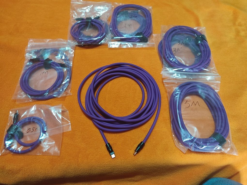 NOVOS Cabos USB-C Roxo Silicone Resistente Carregamento super rápido