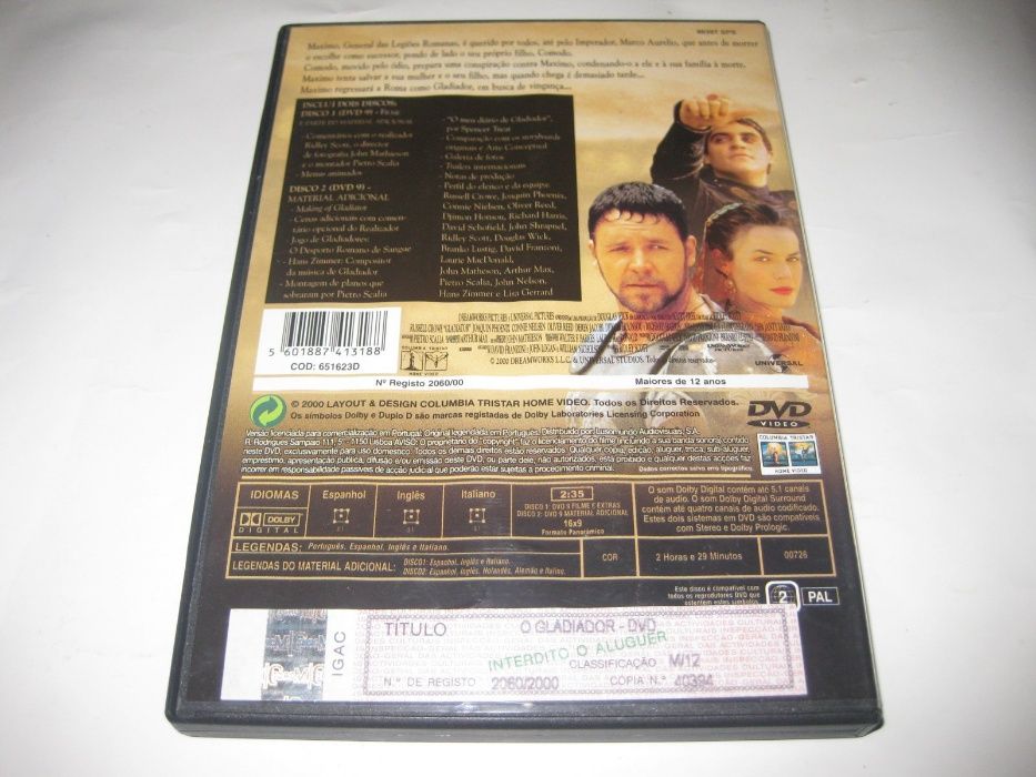 DVD "Gladiador" com Russel Crowe/Edição Especial 2 DVDs