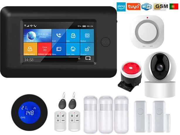 Alarme Tuya sem fios GSM/WiFi/Câmara/Gás Android/iOS PT (NOVO)