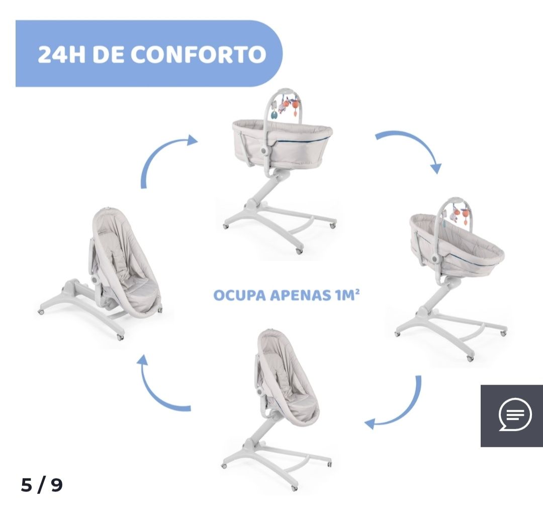 Baby Hug 4 em 1  - Espreguiçadeira, berço e cadeira