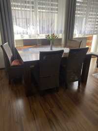 Stol drewniany +6 krzesel