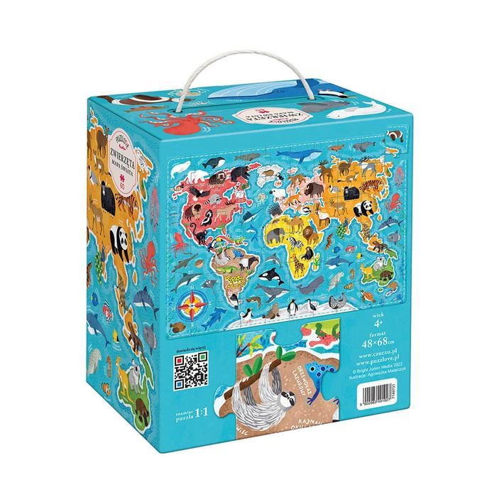 Puzzle 60 elementów Zwierzęta Mapa Świata 4+ Puzzlove CzuCzu