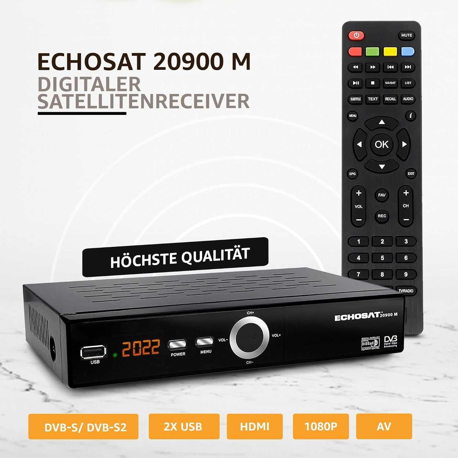 Echosat 20900 M Tuner DVB-S DVB-S2 cyfrowy ODBIORNIK SATELITARNY Astra