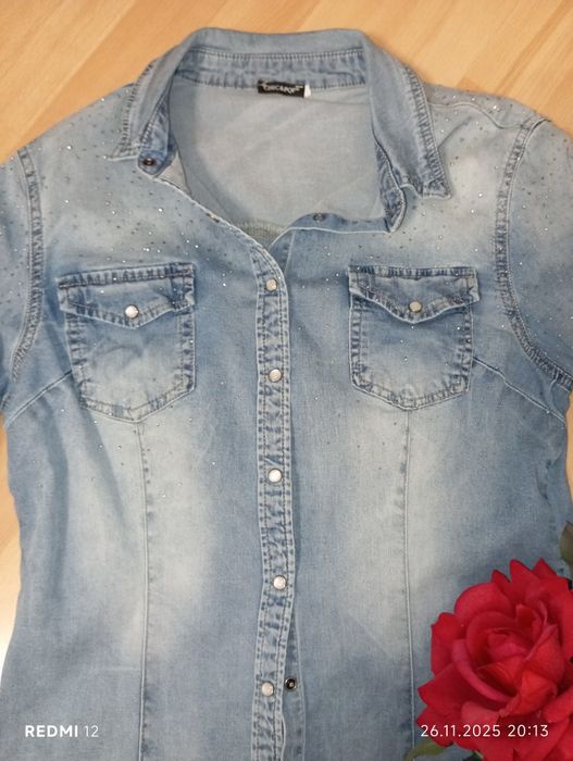Bluzka koszulowa dżinsowa z lycrą