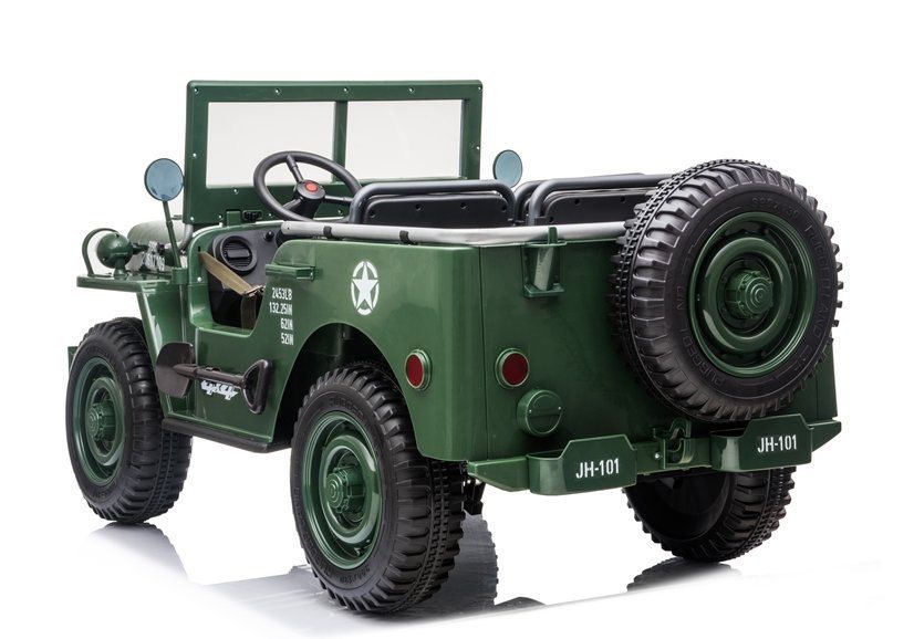 TRZY osobowy 4x4 +ŁOPATKA  Auto na Akumulator  willys  JH101 Khaki