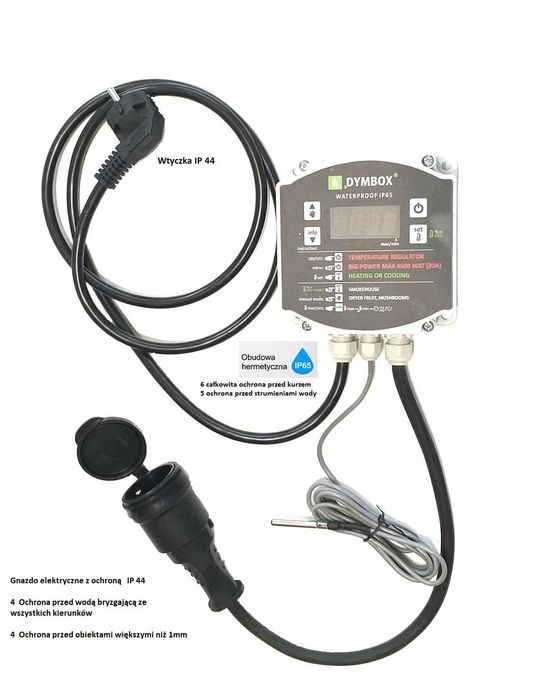 DYMBOX Zestaw - deflektor z grzałką 2 kW oraz termoregulator 4,5 kW