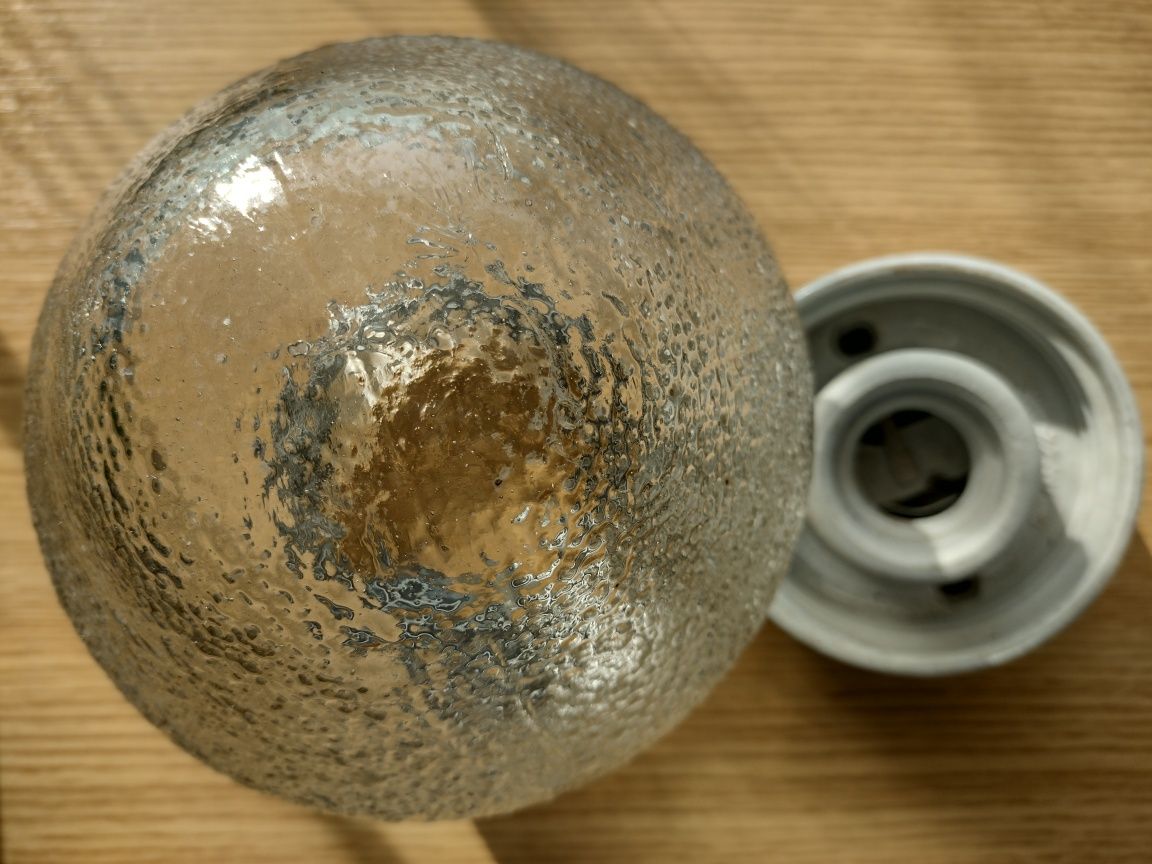 Lampa PRL loft ceramiczna, kula szklana ścienna