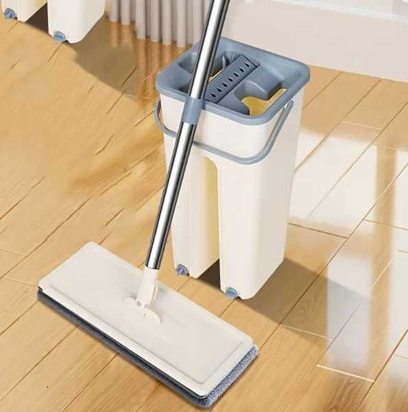 Швабра-ведро, лентяйка с отжимом ведром Cleaning Mop 2 фибры