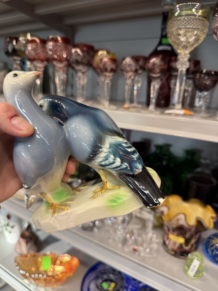 Stara retro figurka gołąb gołębie Cortendorf uszkodzone ptak 625