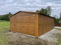 Garaż blaszany 4.5x6, profil zamknięty, zloty dąb, PRODUCENT