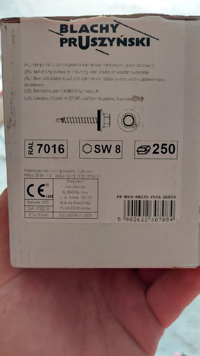 Sprzedam wkręty RAL 7016