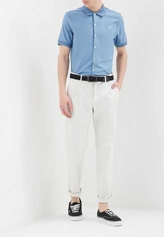 FRED PERRY_Knitted Collar Short Sleeved Oxford Shirt_L