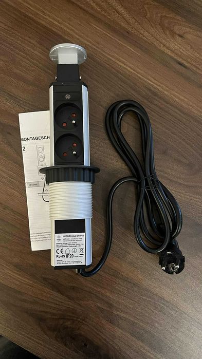 Gniazdo meblowe, chowane, DESIGN LIGHT LIFTBOX 3x230V aluminium