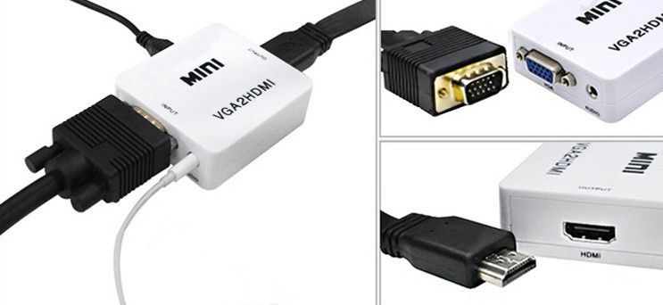 Конвертер видео VGA->HDMI +аудио 1080 VGA2HDMI переходник для монитора