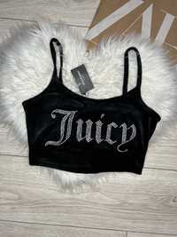 Top juicy s czarny welur cyrkonie