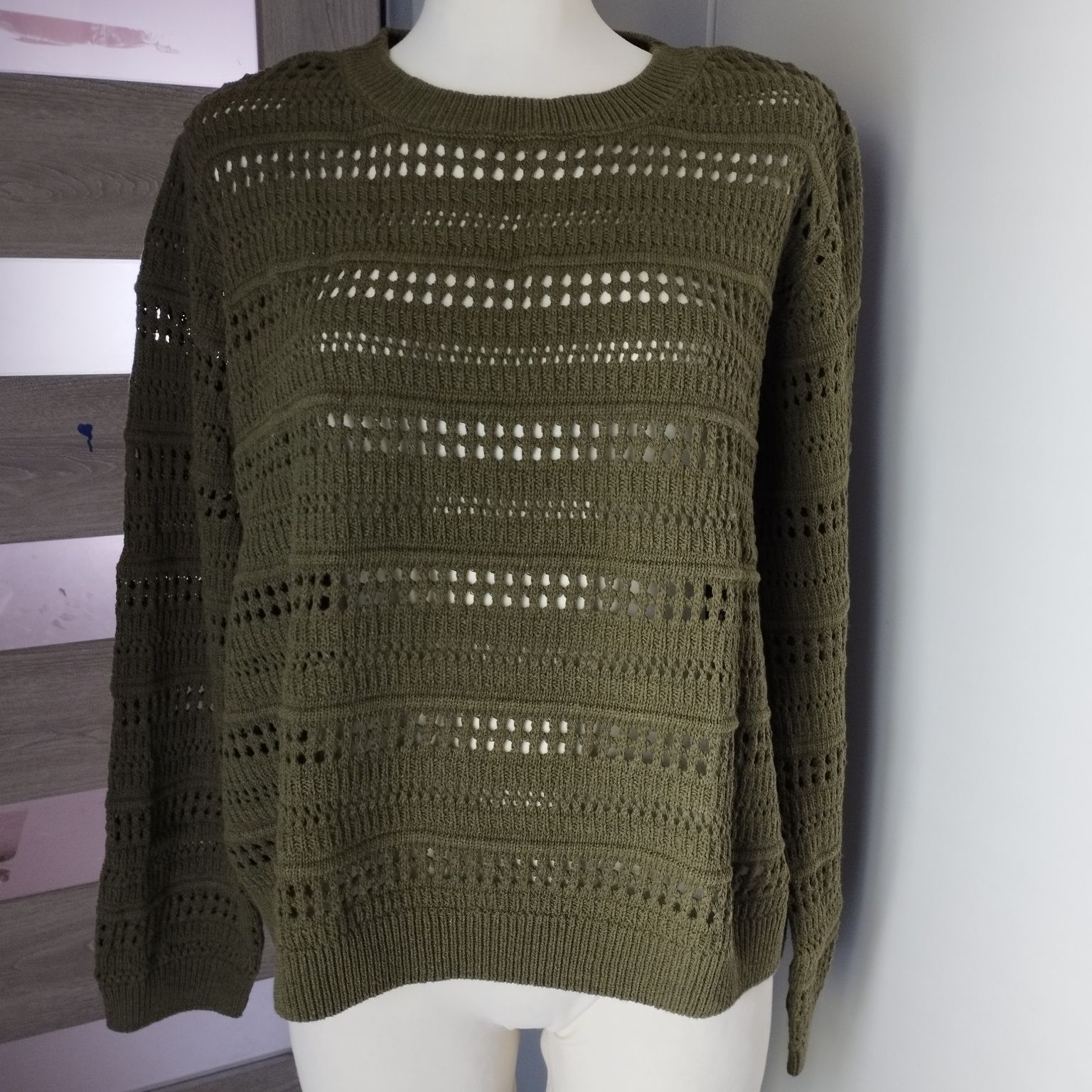 Nowy sweter damski Esmara z metką, rozmiar 44/46, ciemnozielony, dzian