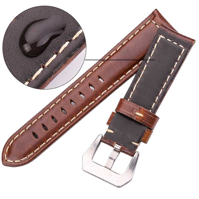 Grubszy pasek do zegarka 20mm brązowy skórzany z klamrą pre-v