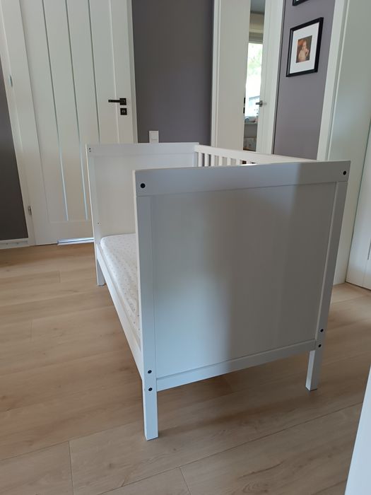 Łóżeczko drewniane białe 120x60 IKEA SUNDVIK gratis materac